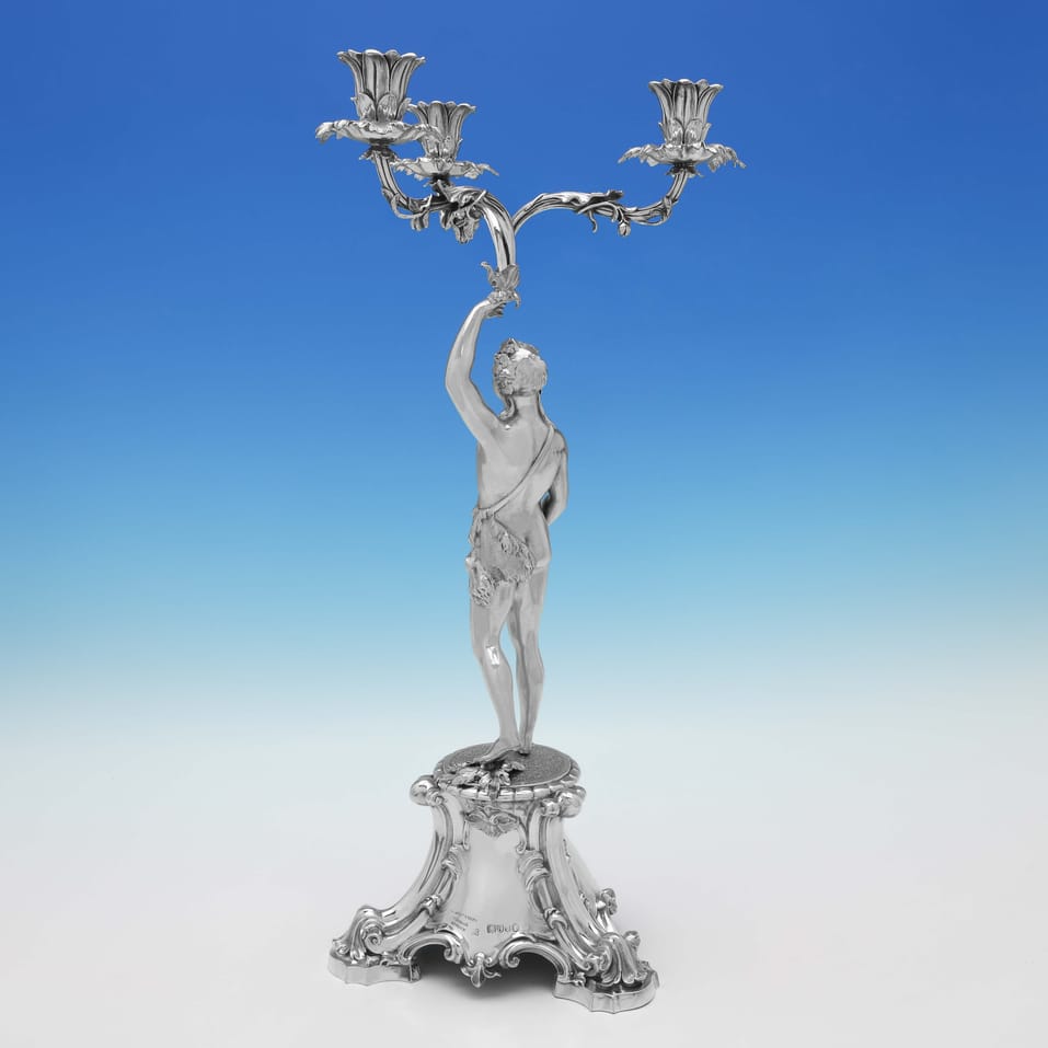 Antique Sterling Silver Pair of figural Candelabra - Barnards & Edward & John Barnard, hallmarked in 1859 London - Victorian - Image 6