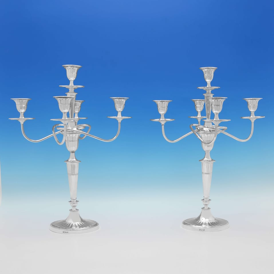 Antique Sterling Silver Pair of 'Batwing' Candelabra - Hawksworth Eyres & Co., hallmarked in 1901 Sheffield - Edwardian