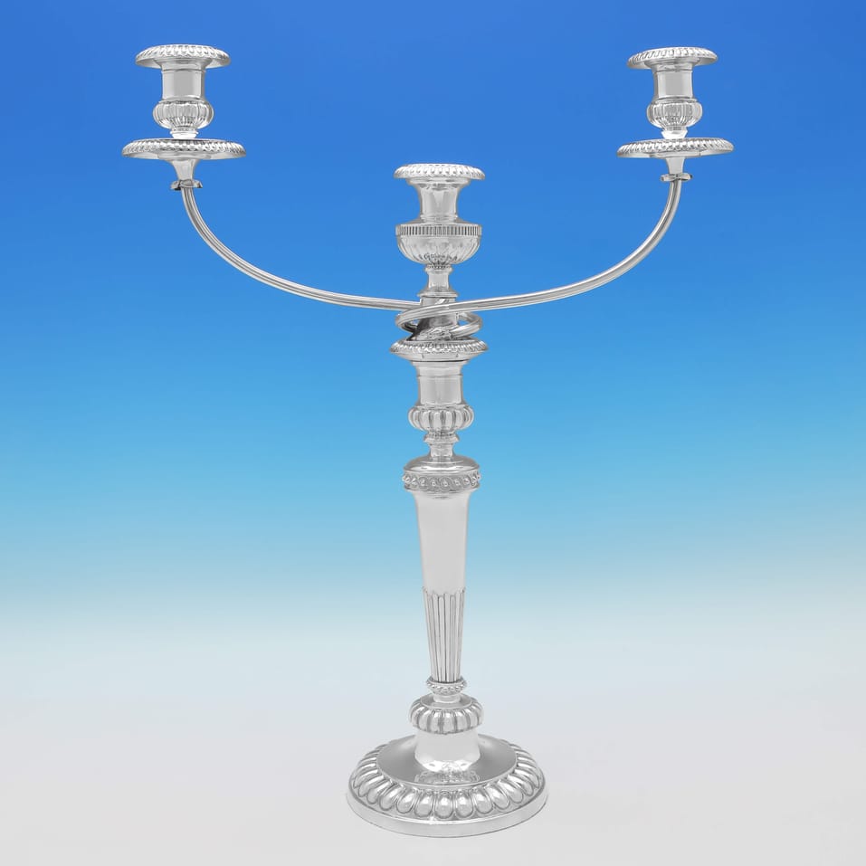 Antique Sterling Silver Pair of Candelabra - John Roberts & Co., hallmarked in 1807 Sheffield - George III - Image 2