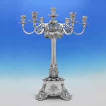 Antique Sterling Silver Candelabrum Centrepiece - William Bateman & Daniel Ball, hallmarked in 1840 London - Victorian - Thumbnail 1