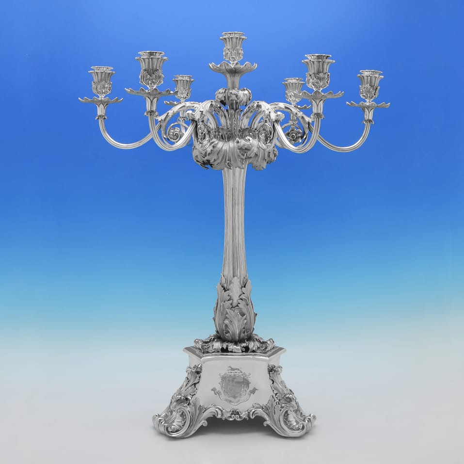 Antique Sterling Silver Candelabrum Centrepiece - William Bateman & Daniel Ball, hallmarked in 1840 London - Victorian