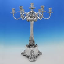 Antique Sterling Silver Candelabrum Centrepiece - William Bateman & Daniel Ball, hallmarked in 1840 London - Victorian - Thumbnail 2