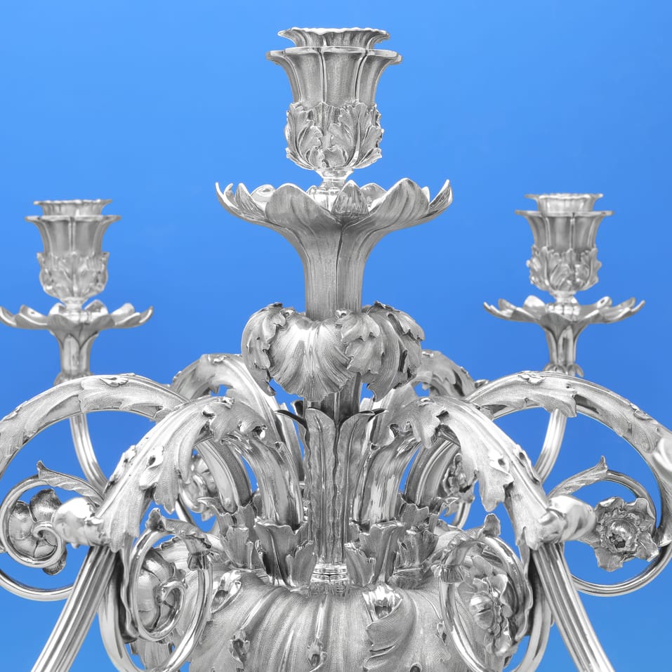 Antique Sterling Silver Candelabrum Centrepiece - William Bateman & Daniel Ball, hallmarked in 1840 London - Victorian - Image 3