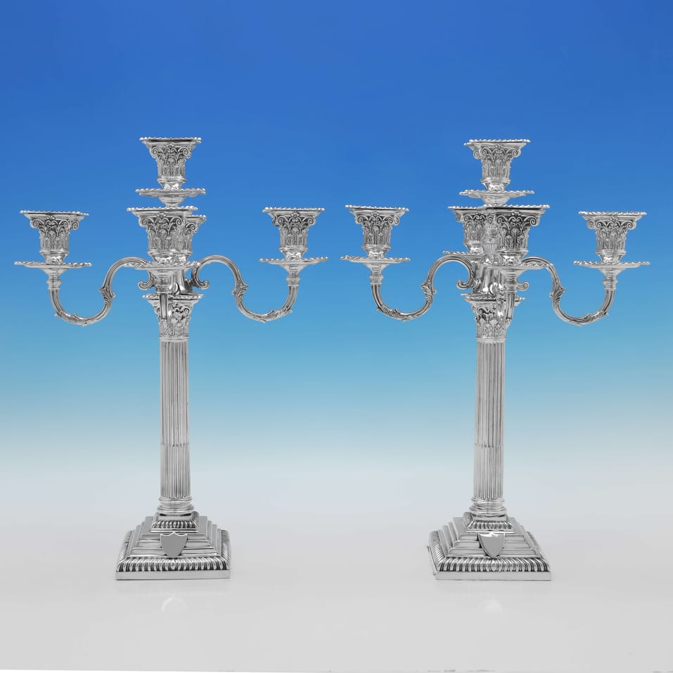 Antique Sterling Silver Pair of Candelabra - Carrington & Co., hallmarked in 1896 London - Victorian