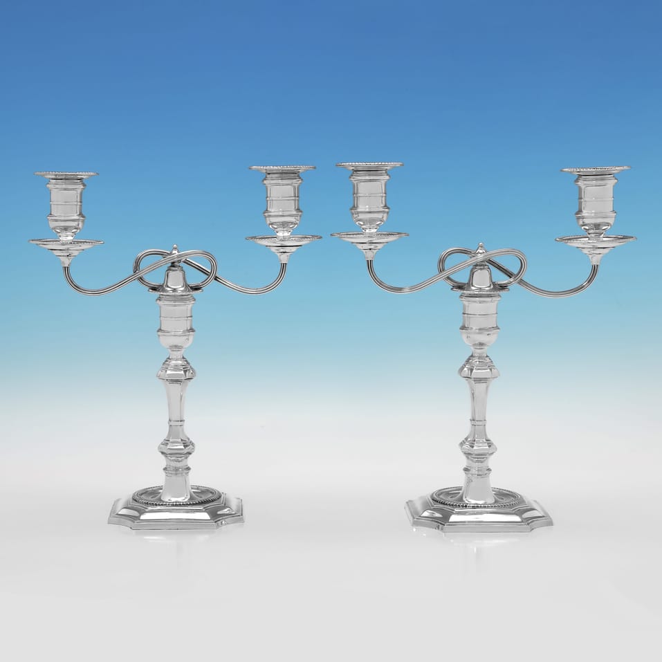 Antique Sterling Silver Pair of Candelabra - Elkington & Co., hallmarked in 1893 Birmingham - Victorian