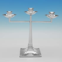 Antique Sterling Silver Pair of Arts & Crafts Candelabra - James Dixon & Sons, hallmarked in 1908 Sheffield - Edwardian - Thumbnail 2