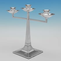 Antique Sterling Silver Pair of Arts & Crafts Candelabra - James Dixon & Sons, hallmarked in 1908 Sheffield - Edwardian - Thumbnail 3