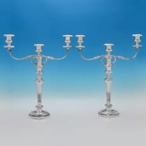 Sterling Silver Pair of Candelabra - Ellis & Co, hallmarked in 1926 London - George V - Thumbnail 1