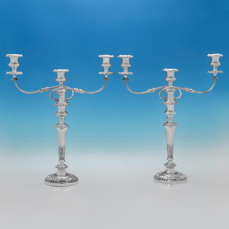 Sterling Silver Pair of Candelabra - Ellis & Co, hallmarked in 1926 London - George V