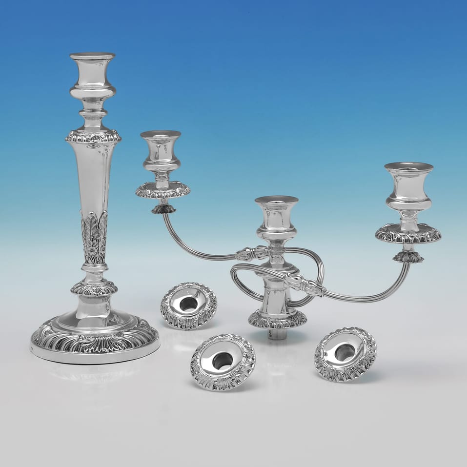 Sterling Silver Pair of Candelabra - Ellis & Co, hallmarked in 1926 London - George V - Image 3