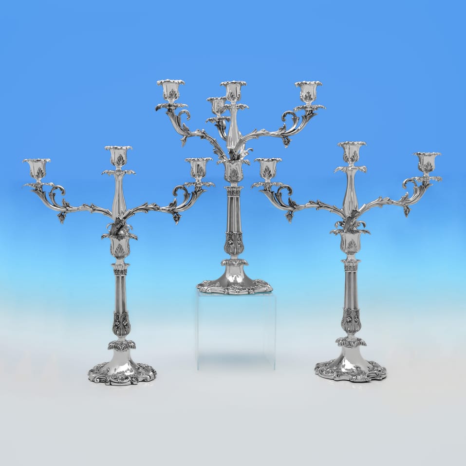 Antique Sterling Silver Candelabra Suite - hallmarked in 1847 London - Victorian - Image 1