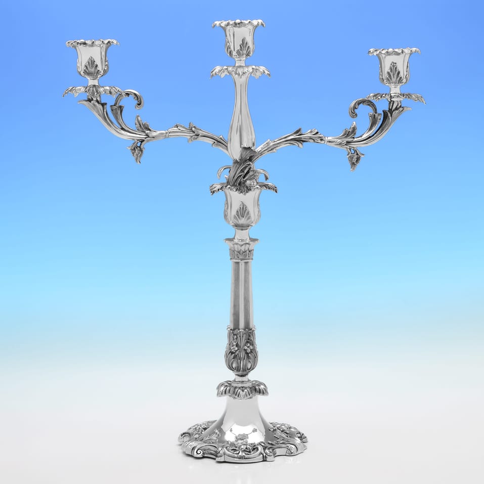 Antique Sterling Silver Candelabra Suite - hallmarked in 1847 London - Victorian - Image 5