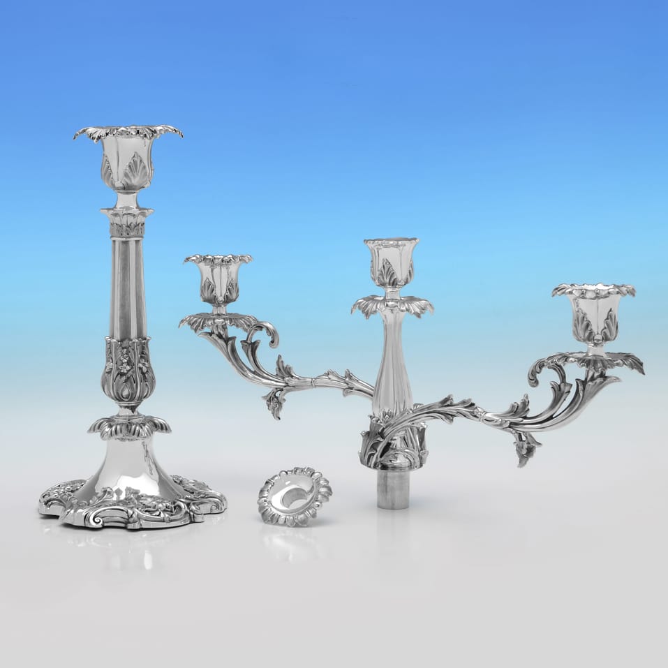 Antique Sterling Silver Candelabra Suite - hallmarked in 1847 London - Victorian - Image 6