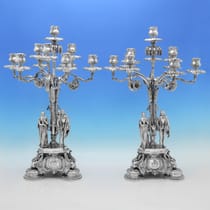 Antique Silver Plate Pair of Candelabra - Elkington, Mason & Co., made circa 1855 - Victorian - Thumbnail 1