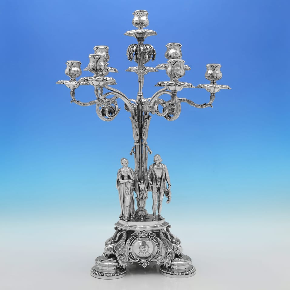 Antique Silver Plate Pair of Candelabra - Elkington, Mason & Co., made circa 1855 - Victorian - Image 2