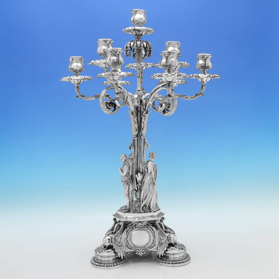 Antique Silver Plate Pair of Candelabra - Elkington, Mason & Co., made circa 1855 - Victorian - Image 3