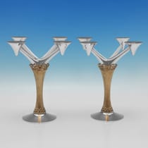 Sterling Silver Pair of Candelabra - Stuart Devlin, hallmarked in 1975 London - Elizabeth II - Thumbnail 1