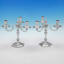 Sterling Silver Pair of Candelabra - C. J. Vander, hallmarked in 1965 London - Elizabeth II - Thumbnail 1