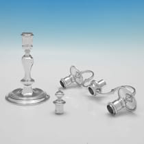 Sterling Silver Pair of Candelabra - John Charles Lowe, hallmarked in 1960 London - Elizabeth II - Thumbnail 3