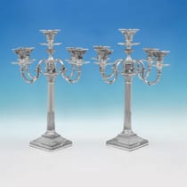 Antique Sterling Silver Pair of Candelabra - James Kebberling Bembridge, hallmarked in 1892 Sheffield - Victorian - Thumbnail 1