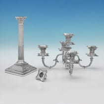 Antique Sterling Silver Pair of Candelabra - James Kebberling Bembridge, hallmarked in 1892 Sheffield - Victorian - Thumbnail 3