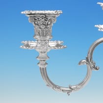 Antique Sterling Silver Pair of Candelabra - James Kebberling Bembridge, hallmarked in 1892 Sheffield - Victorian - Thumbnail 4