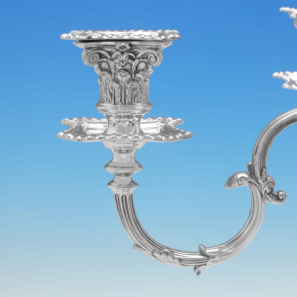 Antique Sterling Silver Pair of Candelabra - James Kebberling Bembridge, hallmarked in 1892 Sheffield - Victorian - Image 4