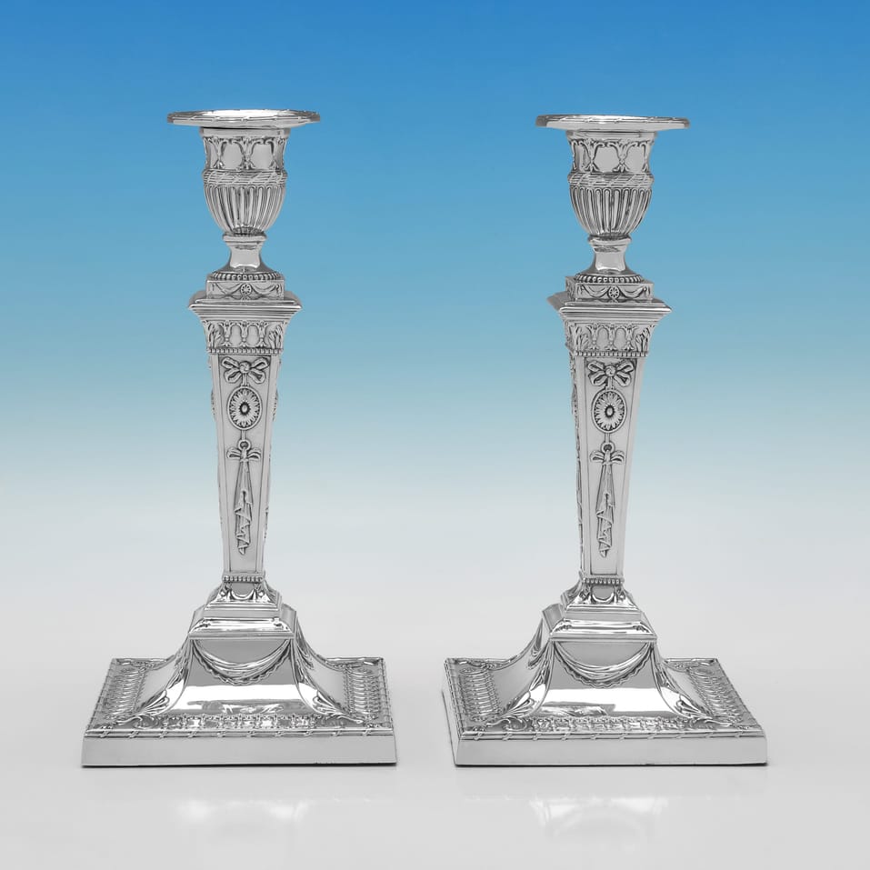 Antique Silver Plate Pair of Candlesticks - Thomas Bradbury & Sons, made circa 1900 - Victorian