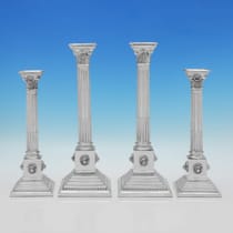 Sterling Silver Set of 4 Candlesticks - Britton, Gould & Co., hallmarked in 1935 Birmingham - George V - Thumbnail 1