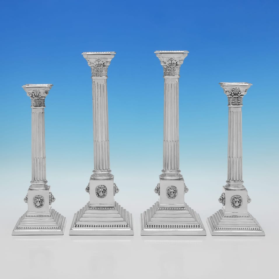 Sterling Silver Set of 4 Candlesticks - Britton, Gould & Co., hallmarked in 1935 Birmingham - George V - Image 1