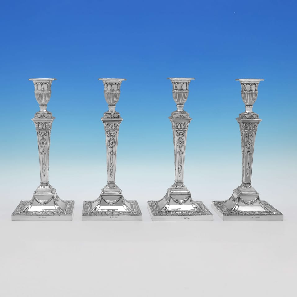 Antique Sterling Silver Candlesticks - Thomas Bradbury & Sons, hallmarked in 1896 London - Victorian