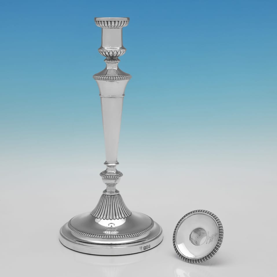 Antique Sterling Silver Candlestick - Charles Boyton & Sons, hallmarked in 1904 London - Edwardian - Image 2