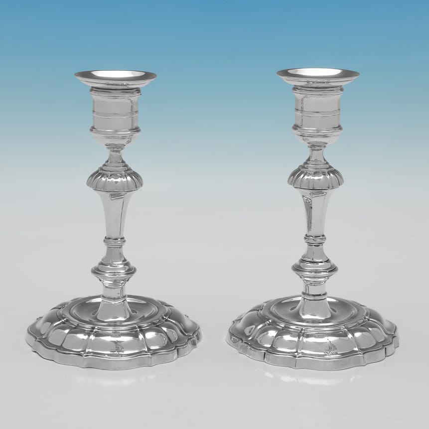 Antique Sterling Silver Pair Of Candlesticks - hallmarked in 1900 London - Victorian