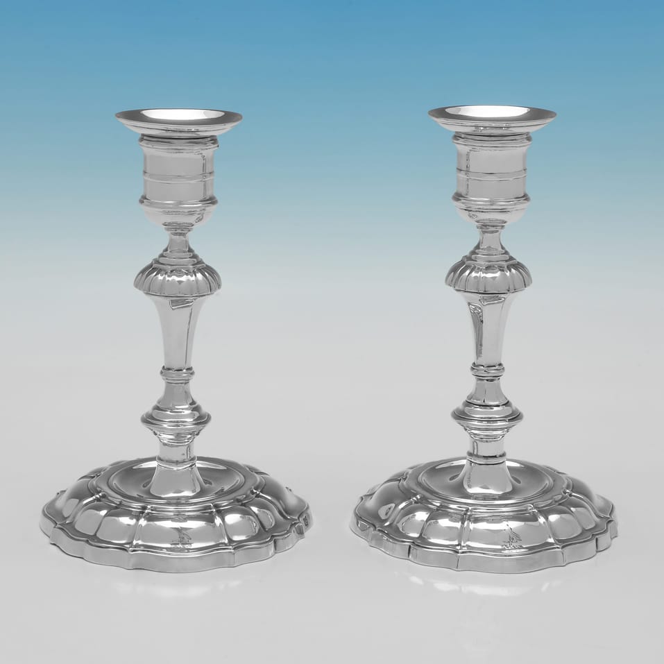 Antique Sterling Silver Pair Of Candlesticks - hallmarked in 1900 London - Victorian