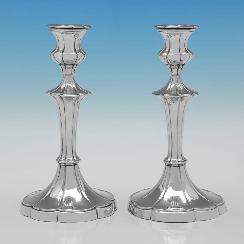 Antique Sterling Silver Pair of Candlesticks - Walter Latham & Son, hallmarked in 1906 Sheffield - Edwardian