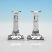 Antique Sterling Silver Pair of Candlesticks - Thomas Bradbury, hallmarked in 1901 London - Edwardian - Thumbnail 1