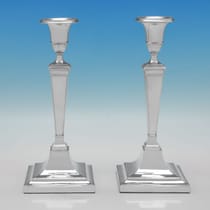 Sterling Silver Pair of Candlesticks - Hawksworth Eyres & Co., hallmarked in 1924 Sheffield - George V - Thumbnail 1