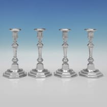 Antique Britannia Standard Silver Set of 4 Candlesticks - Charles Stuart Harris, hallmarked in 1893 London - Victorian - Thumbnail 1