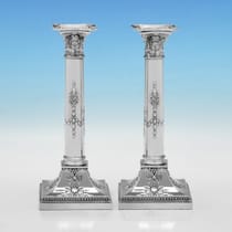 Antique Sterling Silver Pair of Candlesticks - Martin & Hall, hallmarked in 1899 Sheffield - Victorian - Thumbnail 1