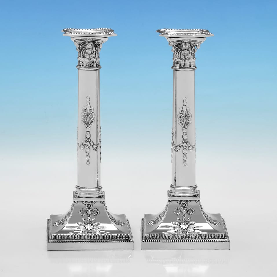 Antique Sterling Silver Pair of Candlesticks - Martin & Hall, hallmarked in 1899 Sheffield - Victorian