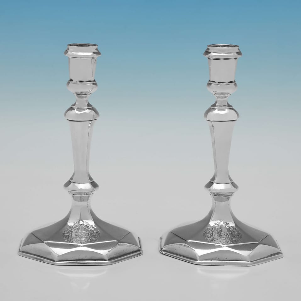 Antique Britannia Standard Silver Candlesticks - George Boothby, hallmarked in 1720 London - George I