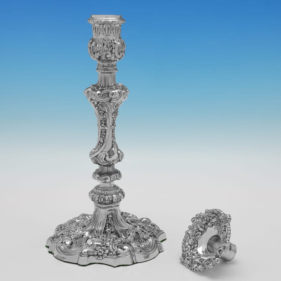 Antique Sterling Silver Set of 4 Candlesticks - Walker & Hall, hallmarked in 1898 Sheffield - Victorian - Image 3