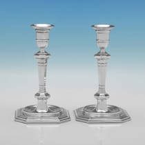 Antique Sterling Silver Pair of Candlesticks - James Dixon & Sons, hallmarked in 1906 Sheffield - Edwardian - Thumbnail 1