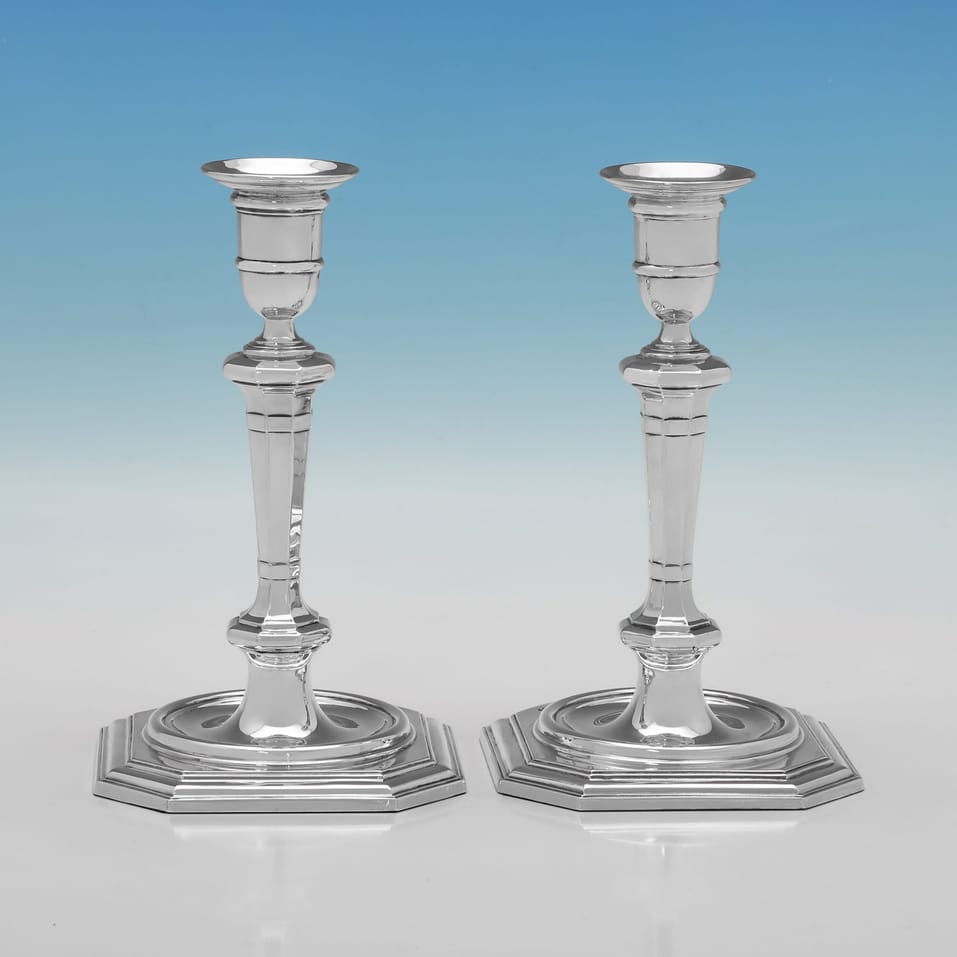 Antique Sterling Silver Pair of Candlesticks - James Dixon & Sons, hallmarked in 1906 Sheffield - Edwardian