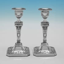 Antique Sterling Silver Pair of Candlesticks - George Howson, hallmarked in 1902 Sheffield - Edwardian - Thumbnail 1