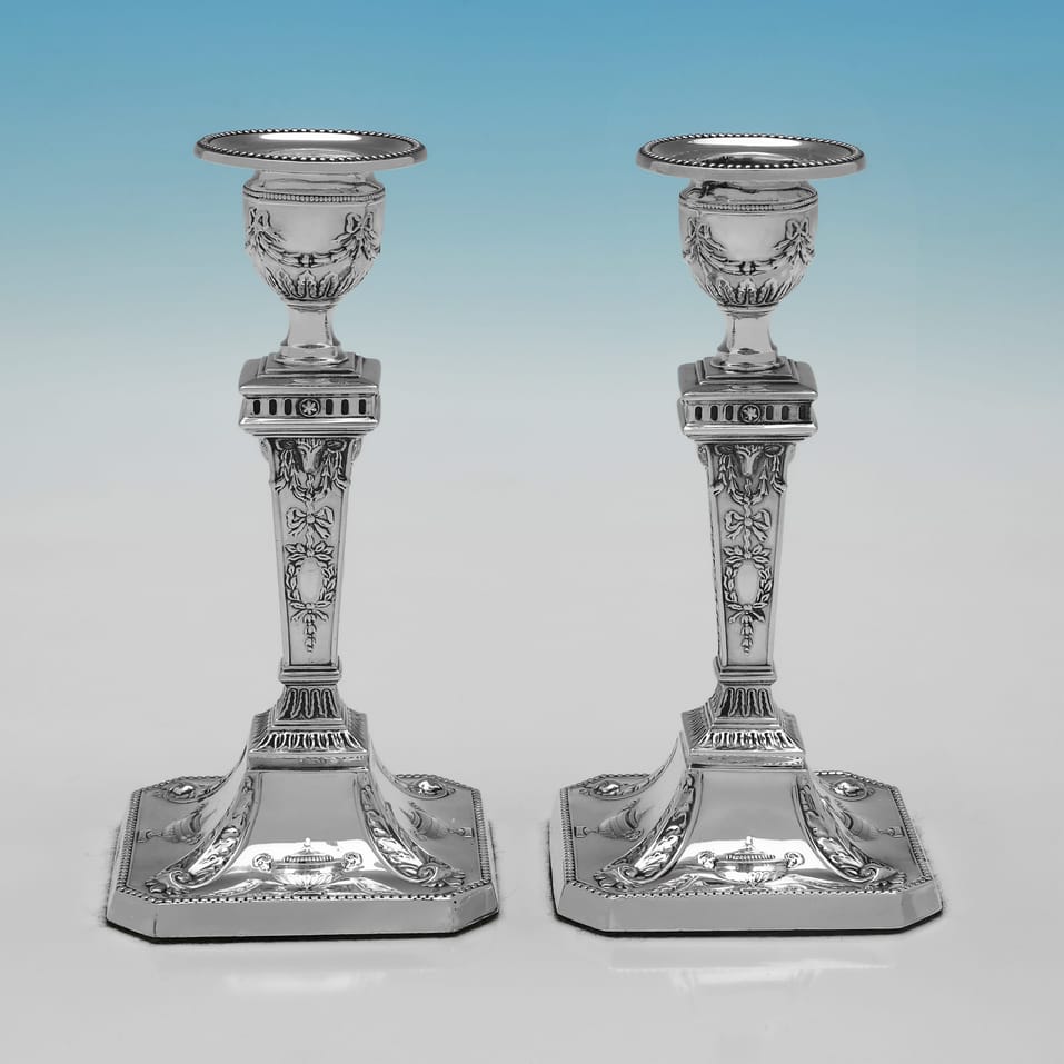 Antique Sterling Silver Pair of Candlesticks - George Howson, hallmarked in 1902 Sheffield - Edwardian