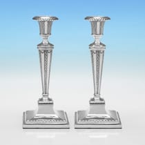 Antique Sterling Silver Pair of Candlesticks - Thomas Bradbury & Sons, hallmarked in 1911 Sheffield - George V - Thumbnail 1