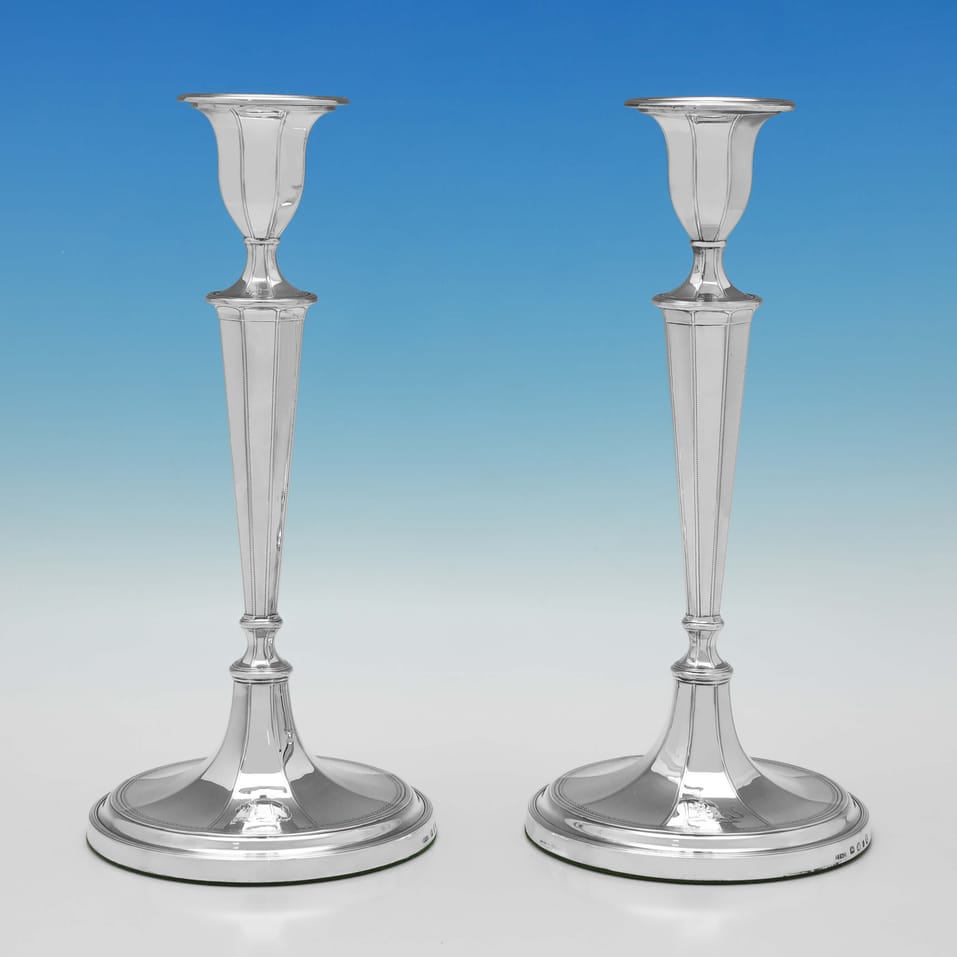 Antique Sterling Silver Pair of Candlesticks - John Parsons & Co., hallmarked in 1790 Sheffield - George III