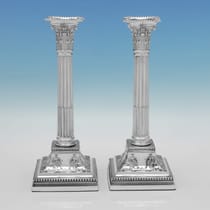 Antique Sterling Silver Pair of Candlesticks - James Dixon & Sons, hallmarked in 1903 Sheffield - Edwardian - Thumbnail 1