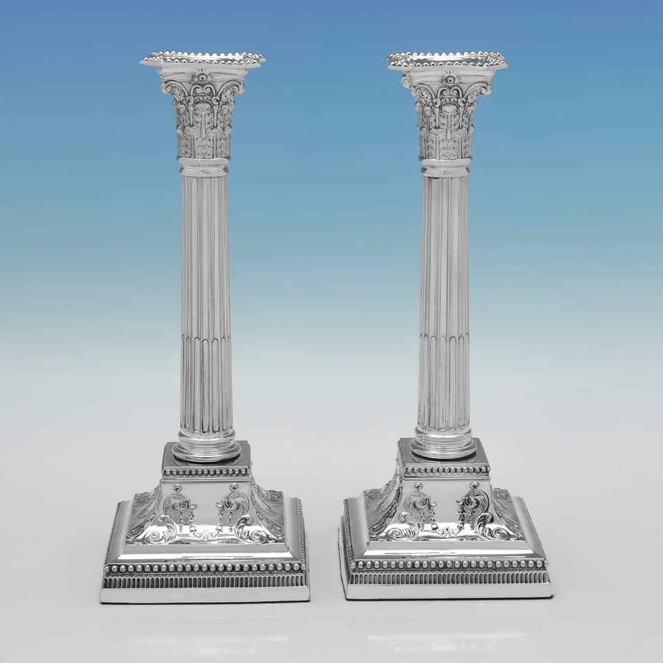 Antique Sterling Silver Pair of Candlesticks - James Dixon & Sons, hallmarked in 1903 Sheffield - Edwardian